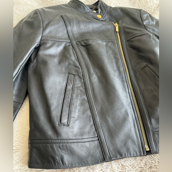 Michael Kors Genuine Leather Black Jacket XS - Picture 3 of 7